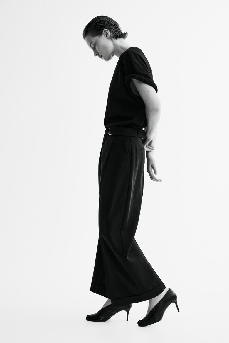 Straight-leg Pants With Belt, Alternate, color, Black