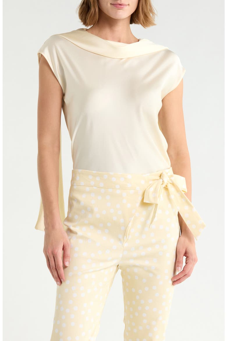 Scarf Detail Short Sleeve Top, Main, color, LIGHT BUTTER