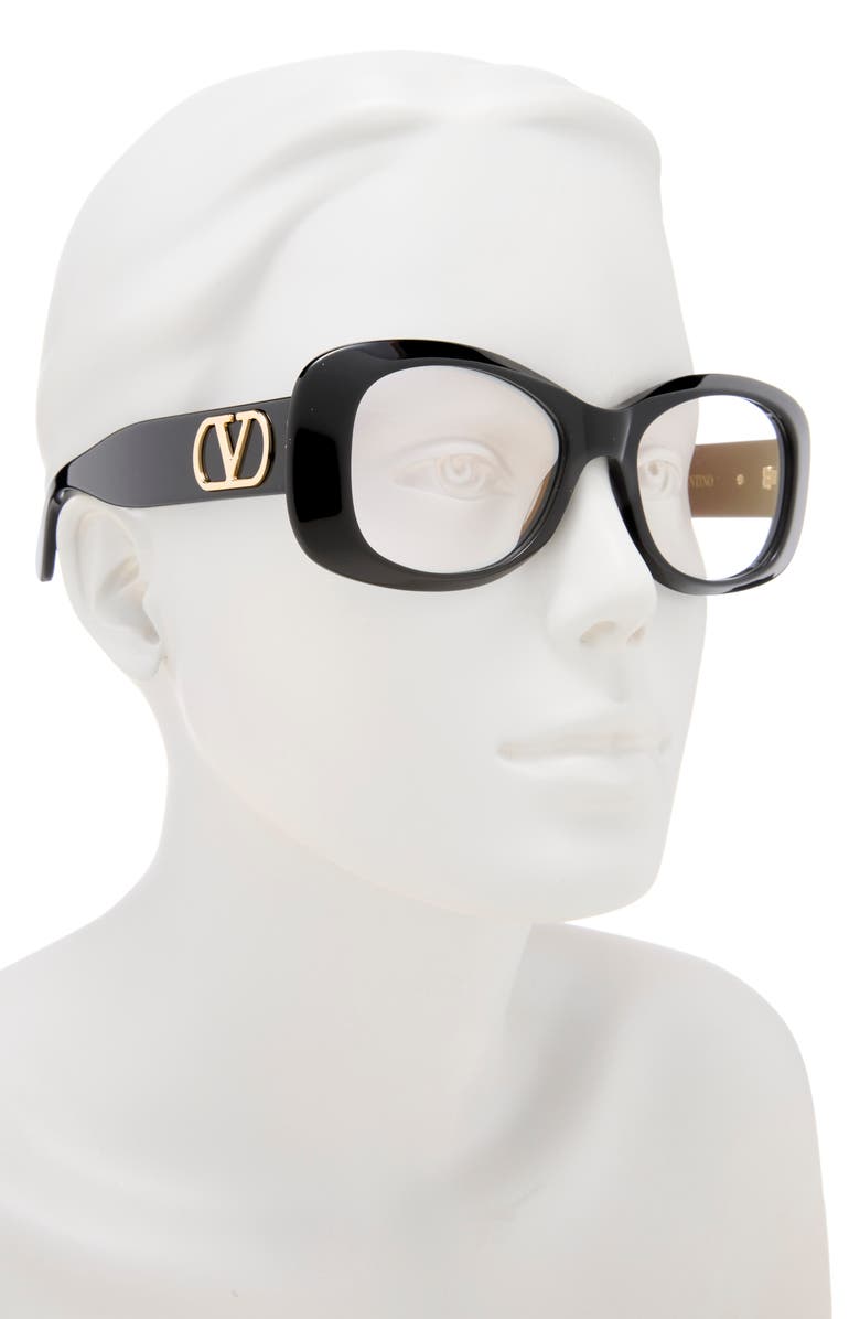 Valentino 46mm Oval Optical Glasses, Alternate, color, Black Black Transparent