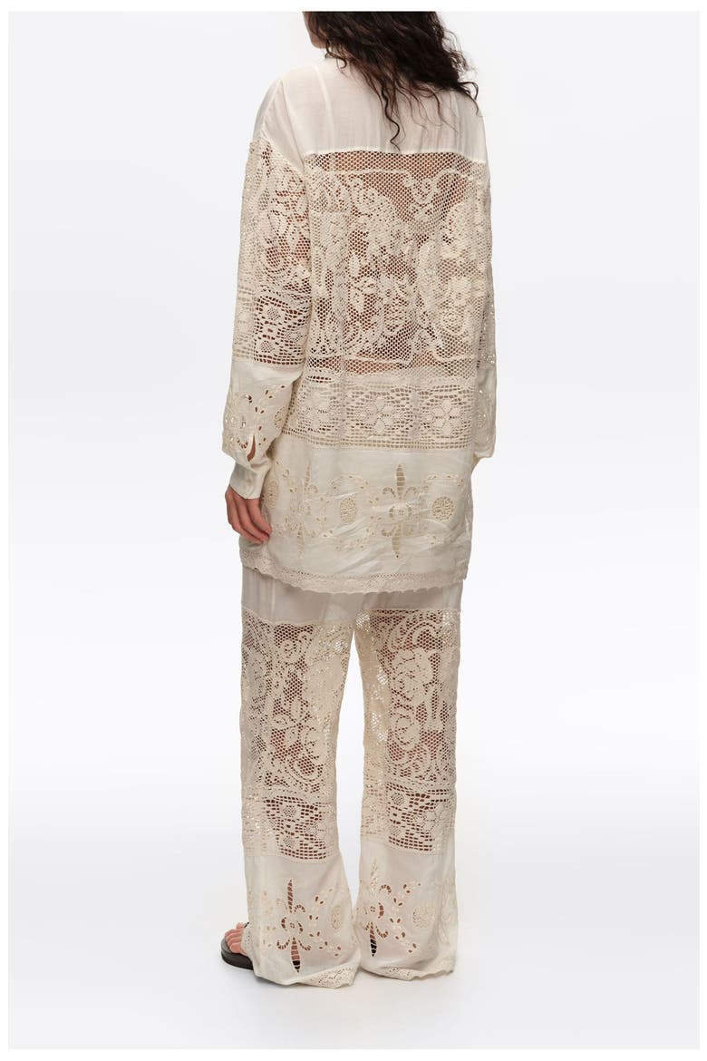 Trousers With Embroidery And Openwork, Alternate, color, ECRU
