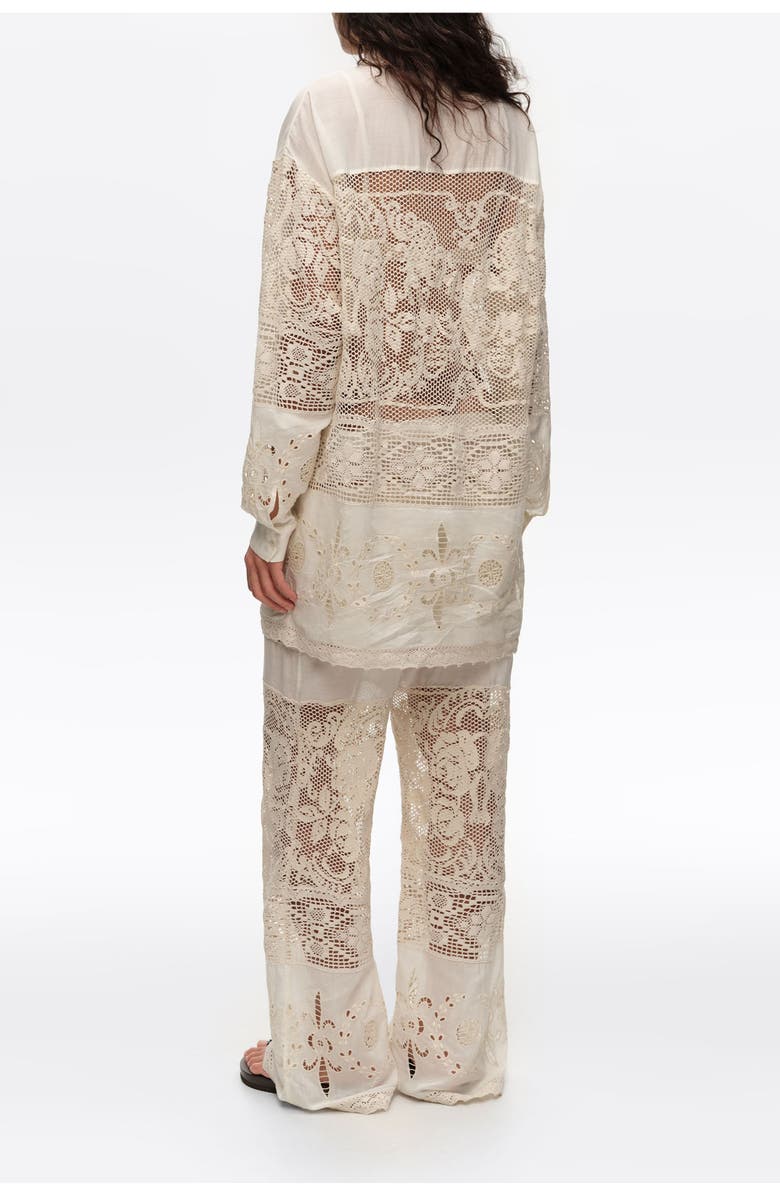 Bimba y Lola Trousers With Embroidery And Openwork, Alternate, color, Ecru