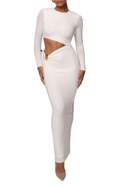 Shop Jluxlabel Summer Romance Cutout Long Sleeve Maxi Dress In White