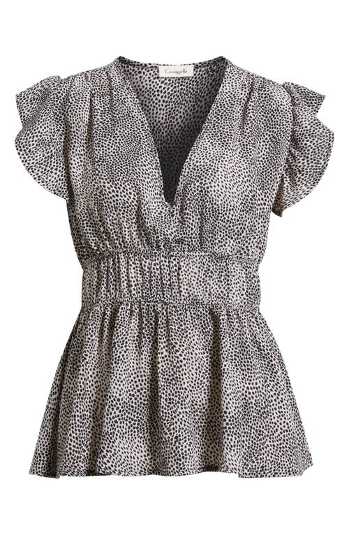Loveappella Empire Waist Flutter Sleeve Top In Ivory/black