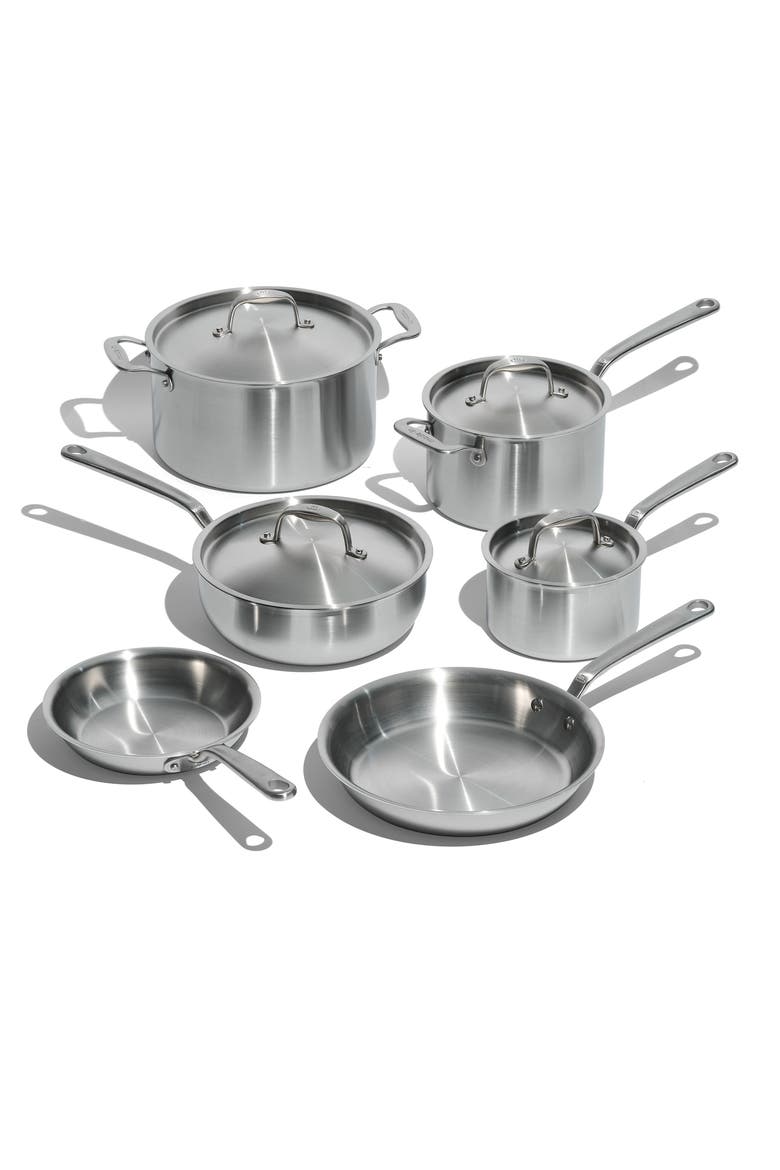 10-Piece Stainless Clad Cookware Set, Alternate, color, STAINLESS