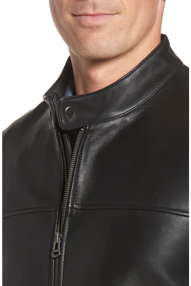 Bonded Leather Moto Jacket, Alternate, color, BLACK