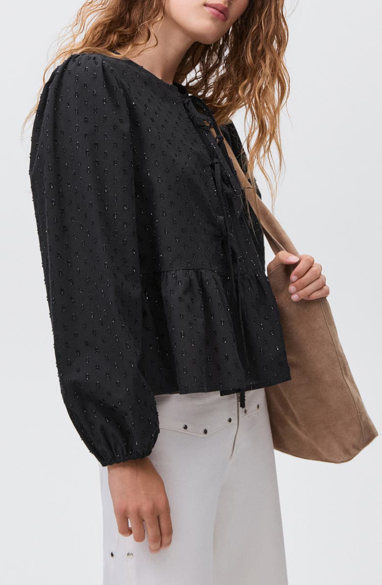 MANGO TEEN Texture Metallic Top, Main, color, Black