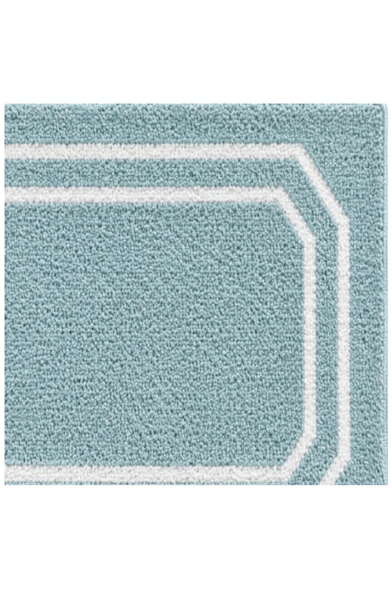 Skylands Border Microfiber Bath Rug, Alternate, color, BLUE BELL/ WHITE