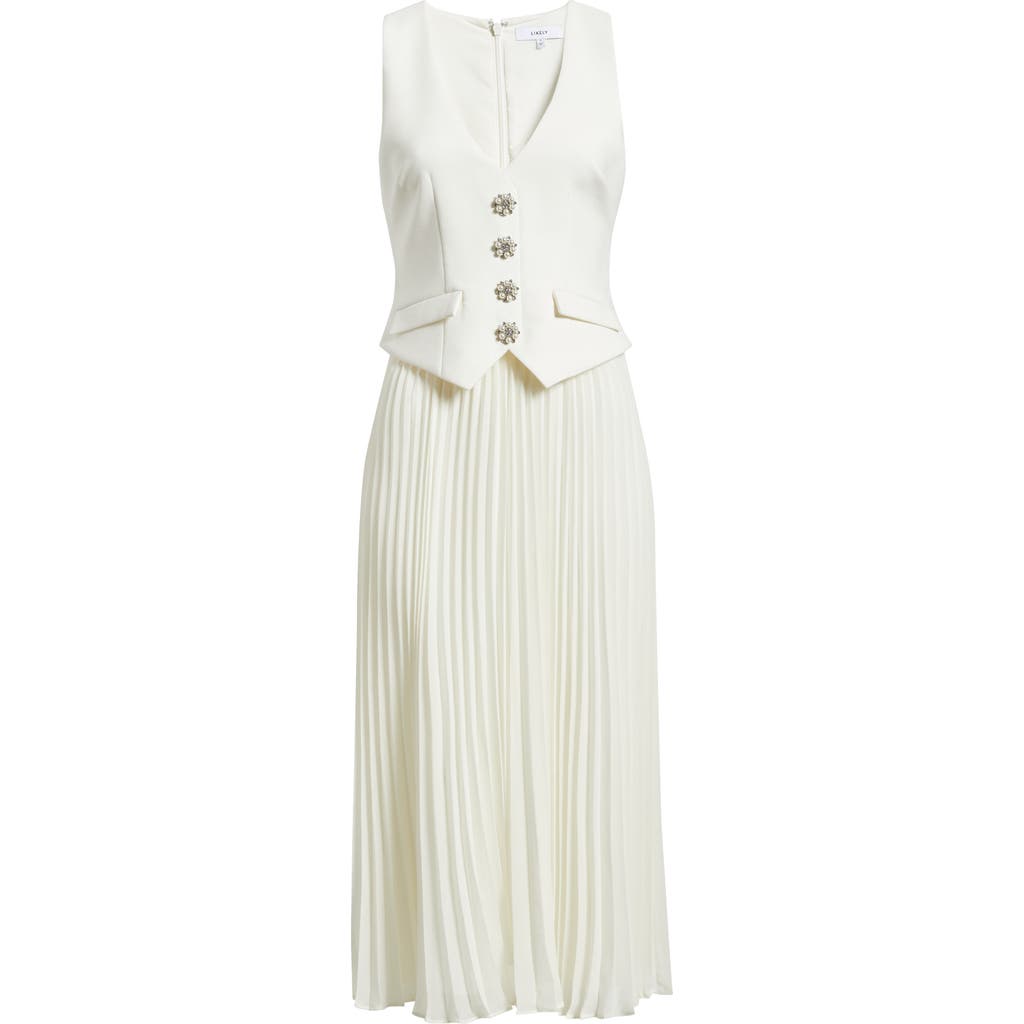 LIKELY LIKELY MYLA MIXED MEDIA PLEATED DRESS