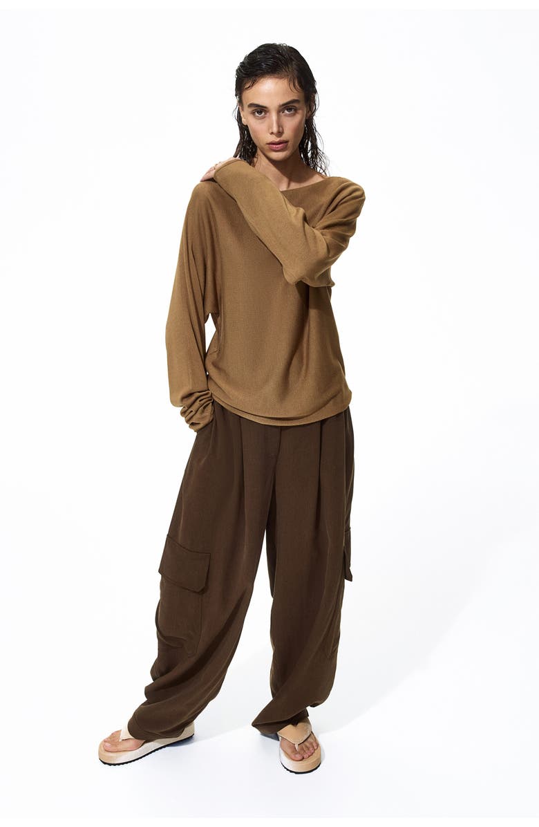 H&M Boat-neck Jumper, Main, color, Dark Beige