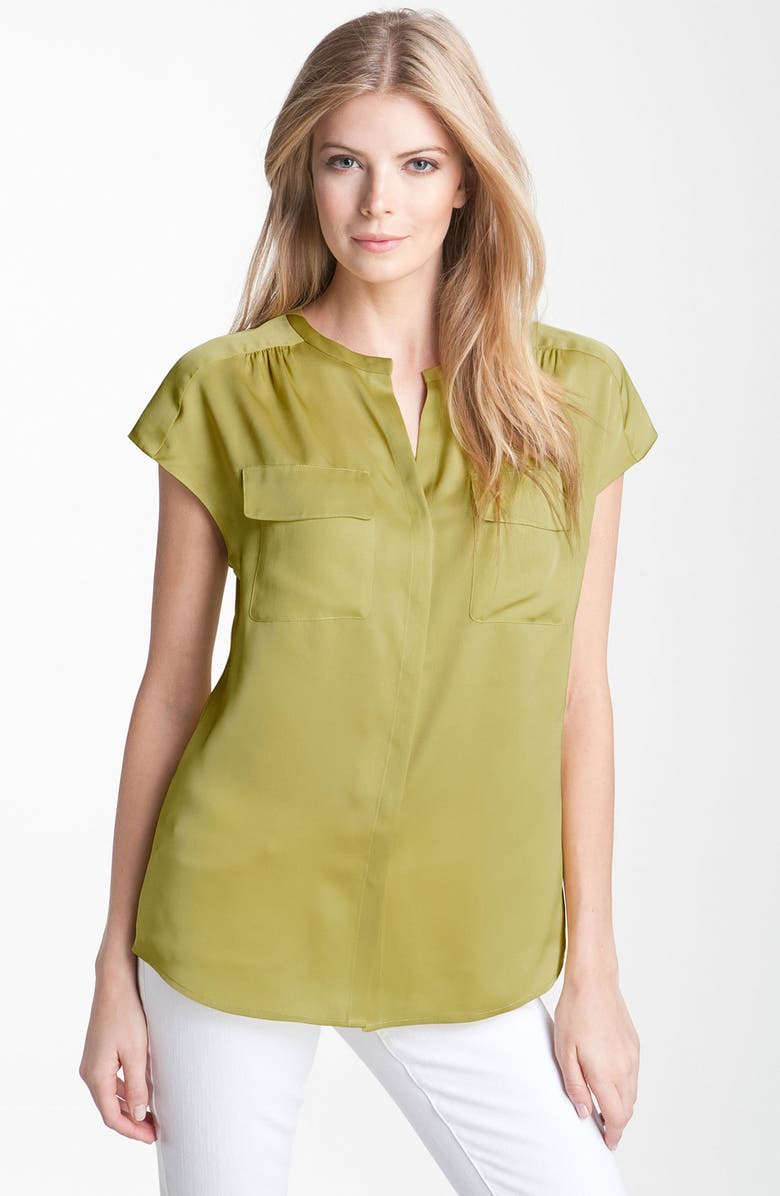 Classiques Entier<sup>®</sup> Collarless Silk Chiffon Blouse, Main, color, 