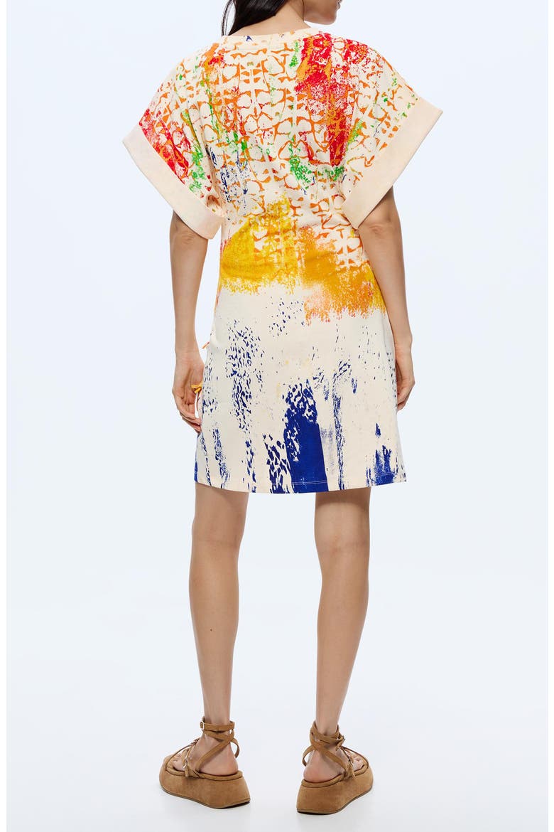 Mixed Paint Print Cotton Minidress, Alternate, color, BLUE