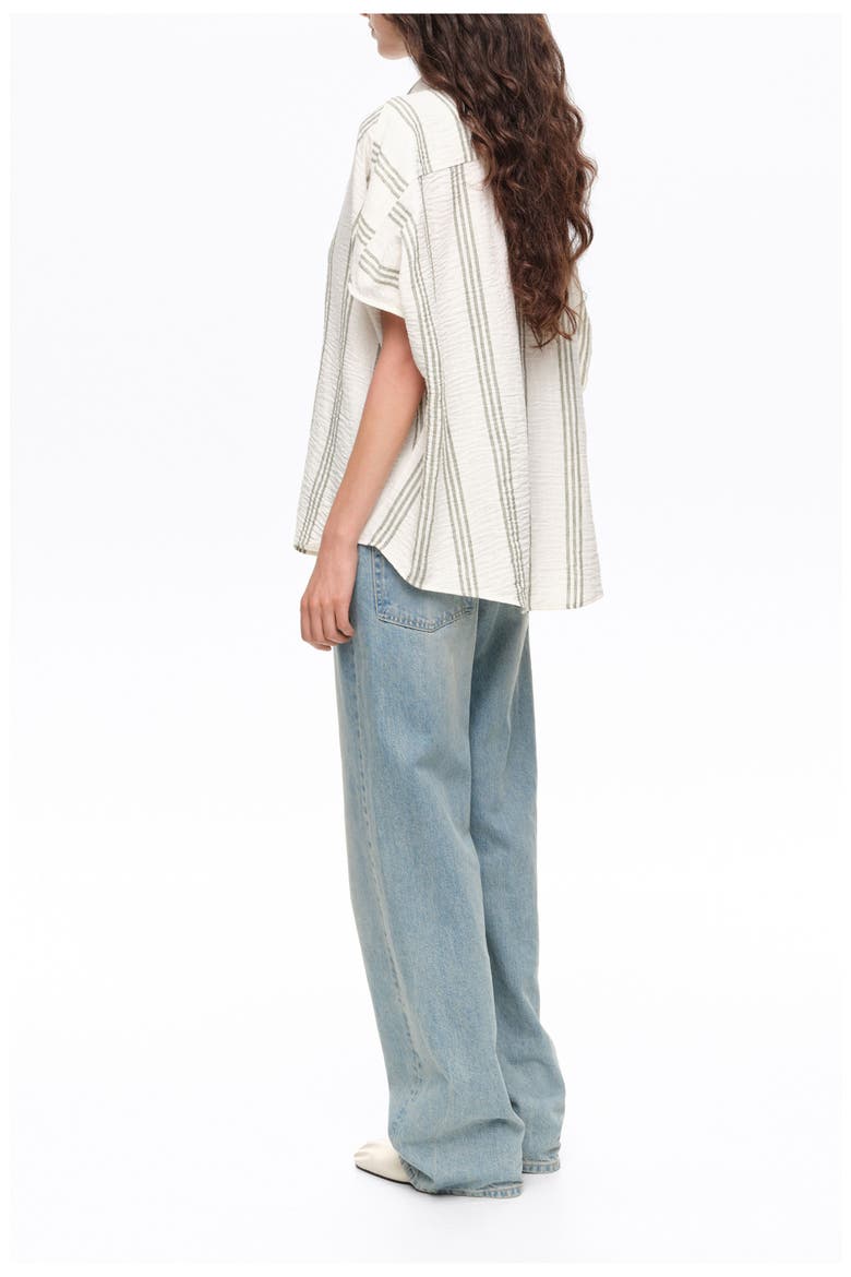 Striped Button-Up Shirt, Alternate, color, GREEN