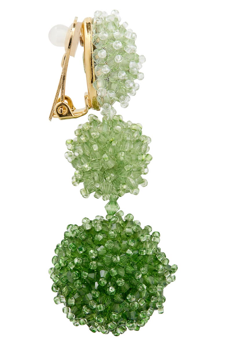 Oscar de la Renta Triple Pompom Beaded Drop Earrings, Alternate, color, Green Multi
