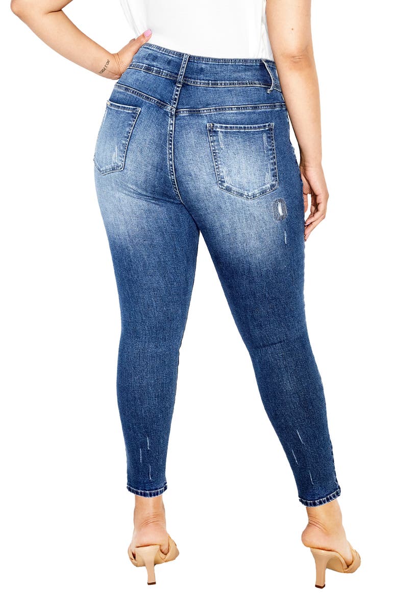 City Chic Patched Apple Skinny Jeans, Alternate, color, Denim Mid