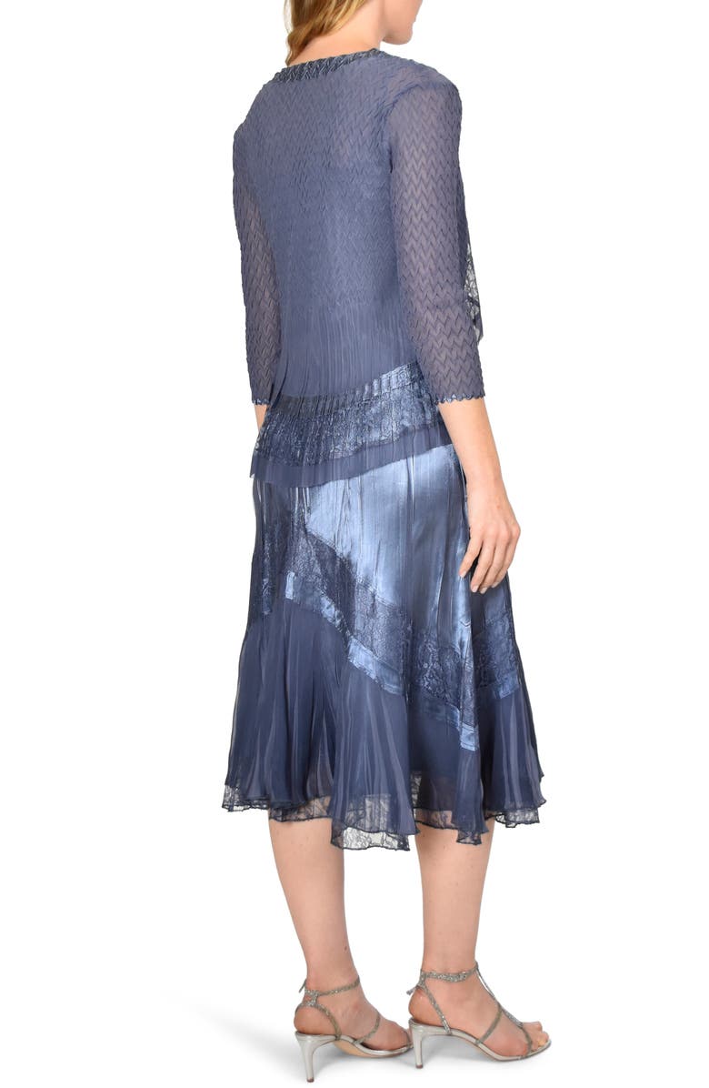 Komarov Embellished Charmeuse Midi Dress & Chiffon Jacket, Alternate, color, 