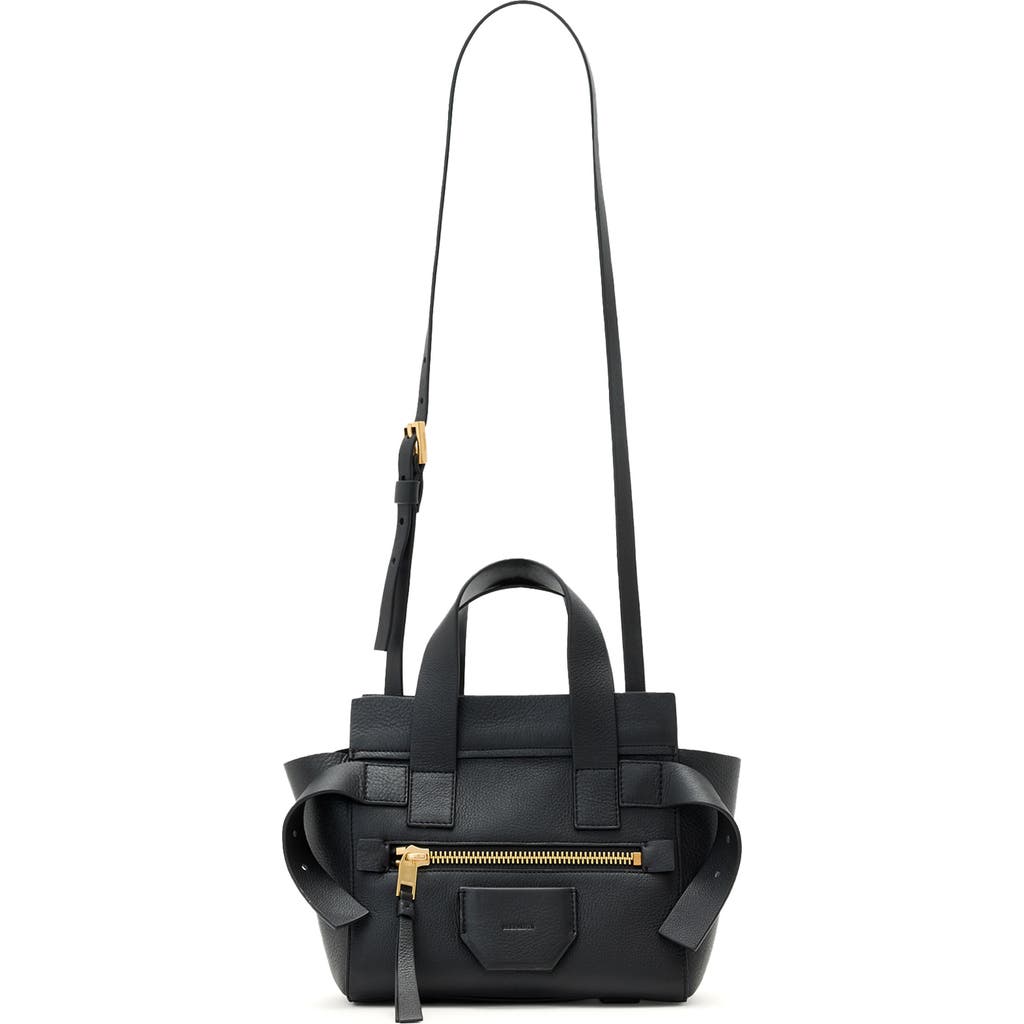 Allsaints Mini Perez Leather Top Handle Bag In Black