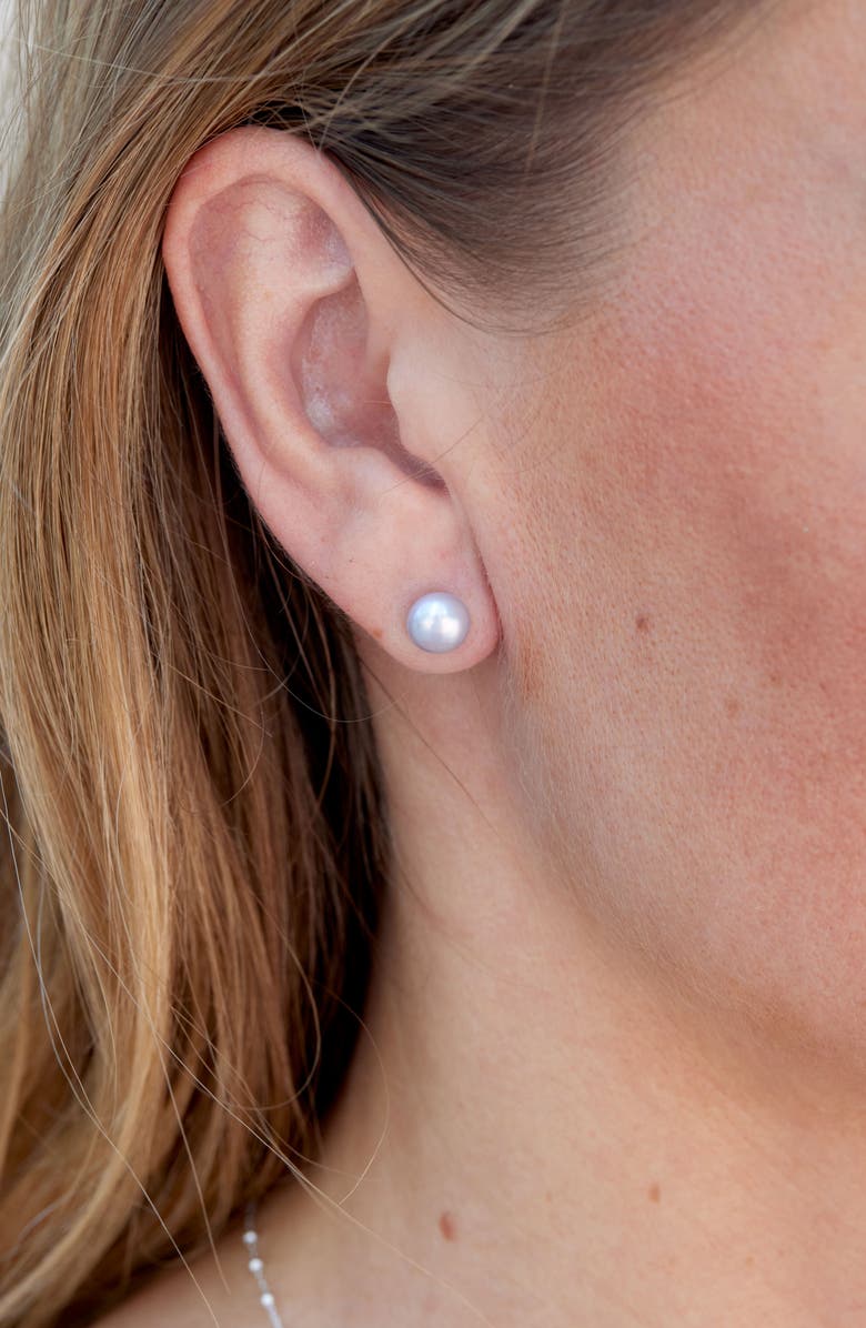 SAVVY CIE JEWELS Set of Five CZ & 7-8mm Freshwater Pearl Jacket Stud Earrings, Alternate, color, White Gold