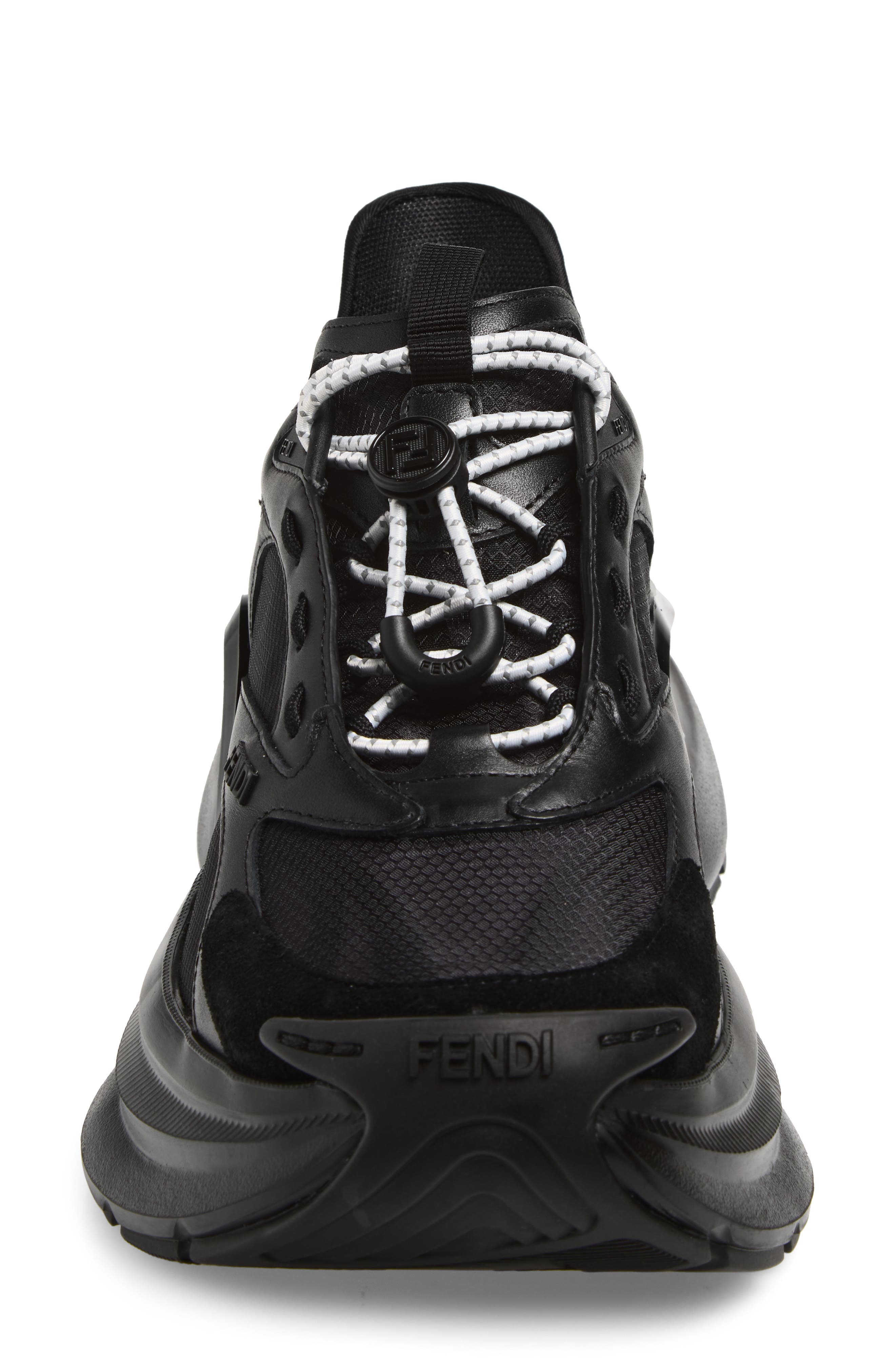 Fendi F-Light Mixed Media Sneaker, Alternate, color, Black