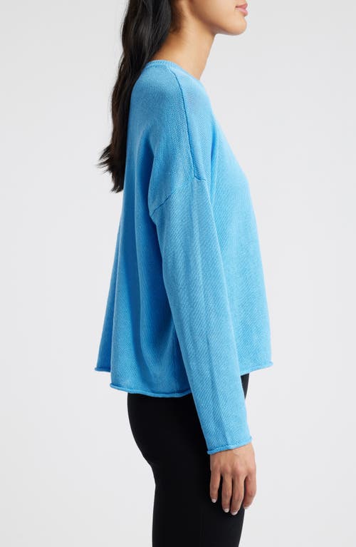 Eileen Fisher Organic Linen-cotton Knit Sweater In Azure