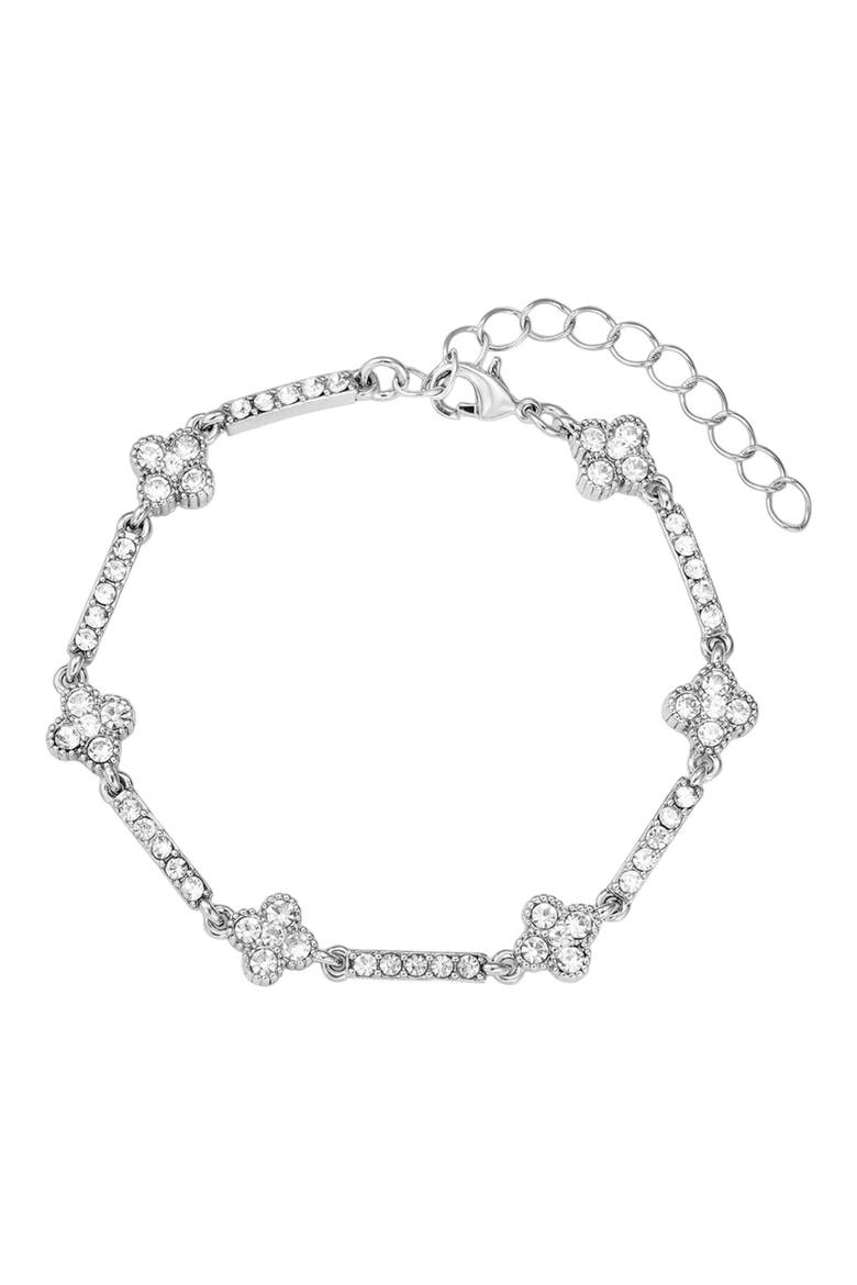 Crystal Clover Bracelet, Main, color, SILVER