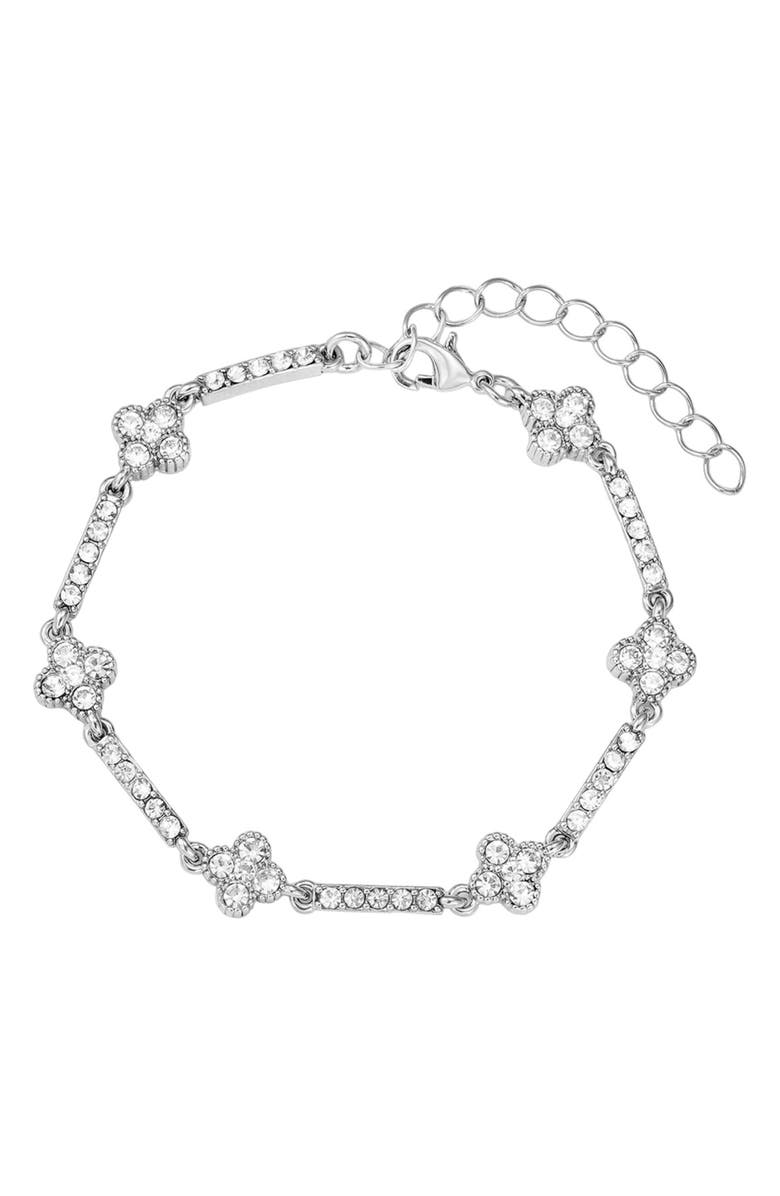 Adornia Crystal Clover Bracelet, Main, color, Silver