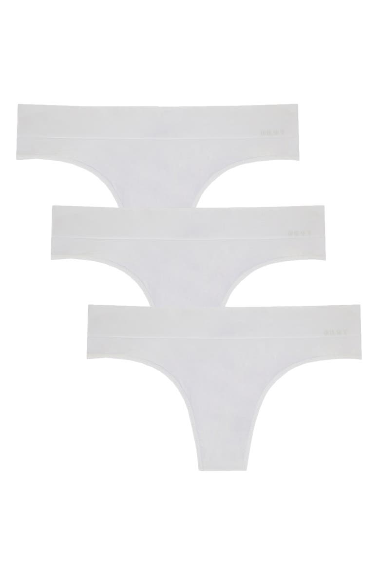 DKNY Seamless Litewear 3-Pack Thongs, Alternate, color, Pop White