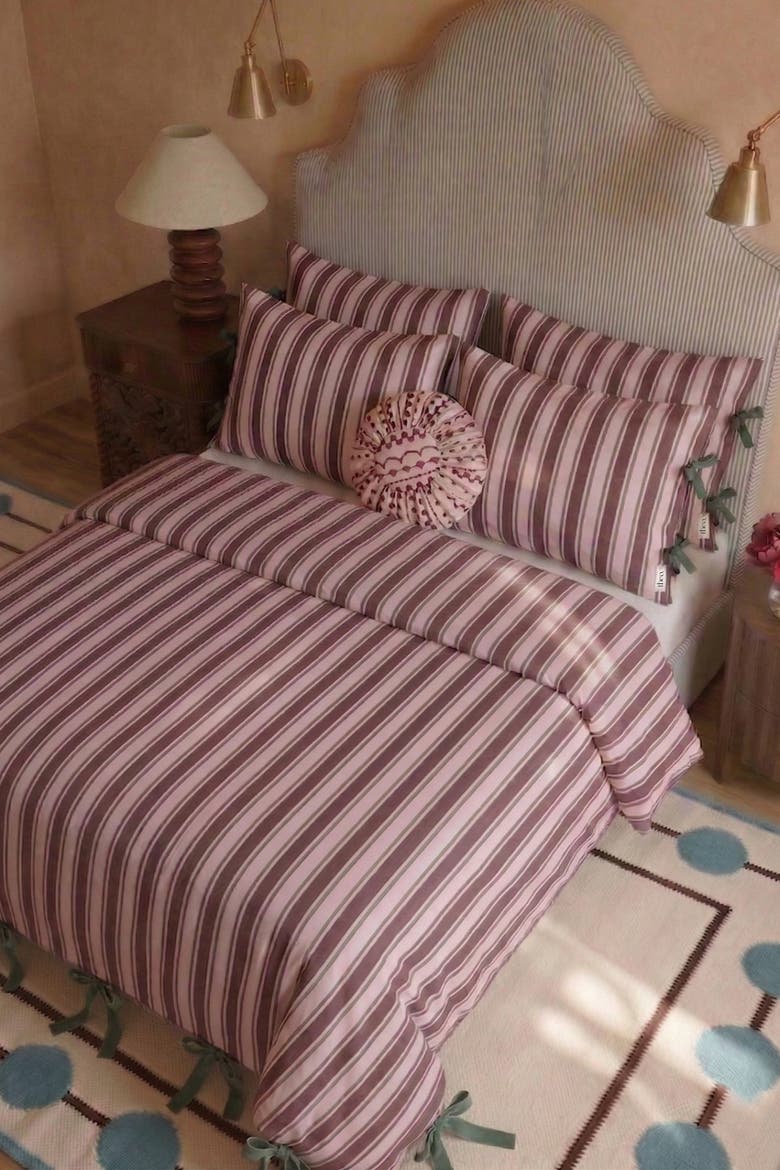 Cotton Striped Bedding Set, Alternate, color, Pink Stripe