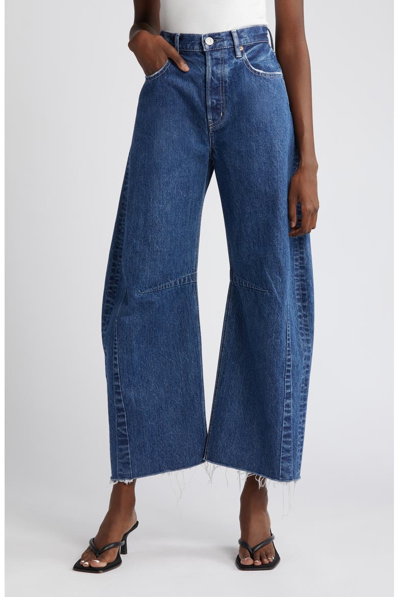 Orchards Coccoon Wide Leg Ankle Jeans, Main, color, BLUE