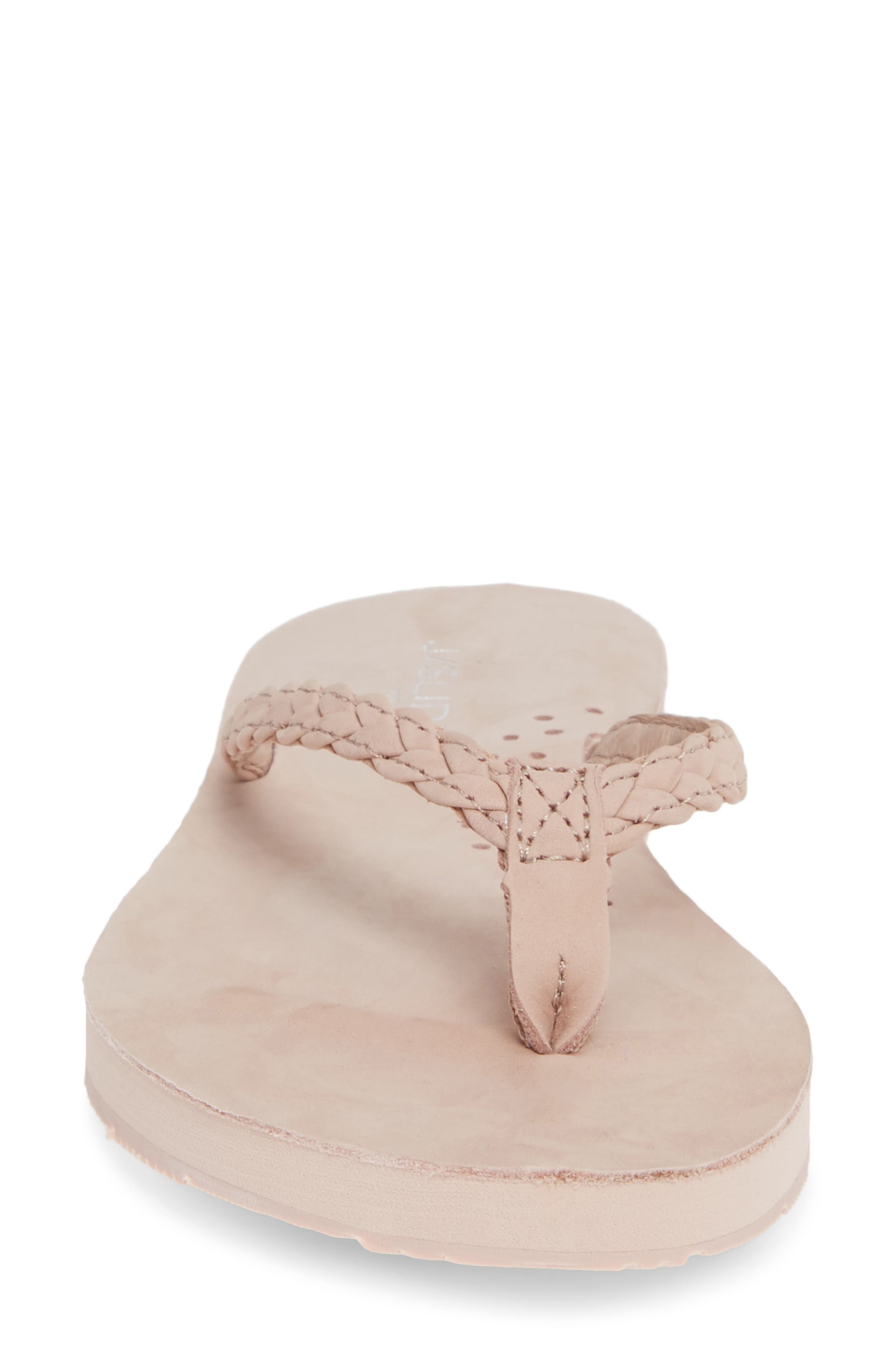 Nadia Braided Flip Flop, Alternate, color, PINK LEATHER