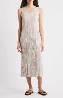 Eileen Fisher Pleated Silk Midi Dress