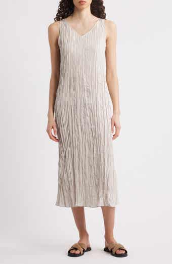 Eileen Fisher Pleated Silk Midi Dress