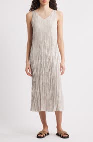 Eileen Fisher Pleated Silk Midi Dress
