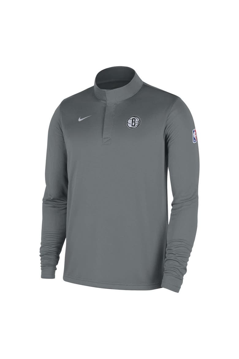 Men's Nike Gray Brooklyn Nets 2025/26 Authentic Coaches Quarter-Zip Dri-Fit Top, Alternate, color, Gray