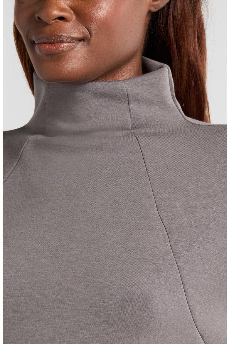 Soft Scuba Knit Funnel Neck Modal Blend Top, Alternate, color, GREY KITTEN