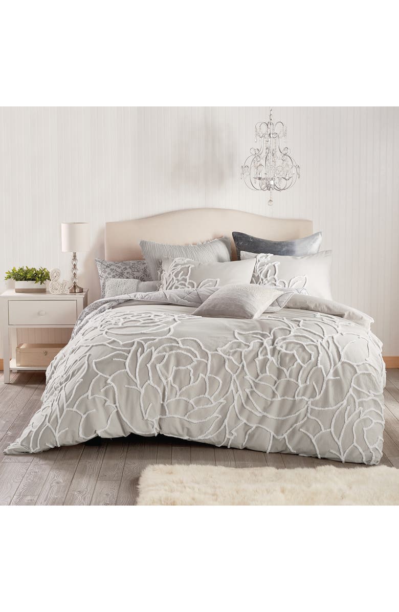 Peri Home Chenille Rose Duvet Cover & Shams Set, Alternate, color, Grey