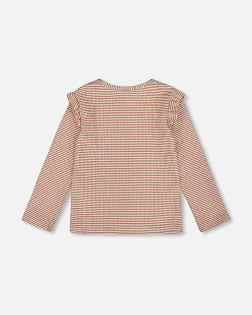 Deux Par Deux Rib Striped Top In Burgundy