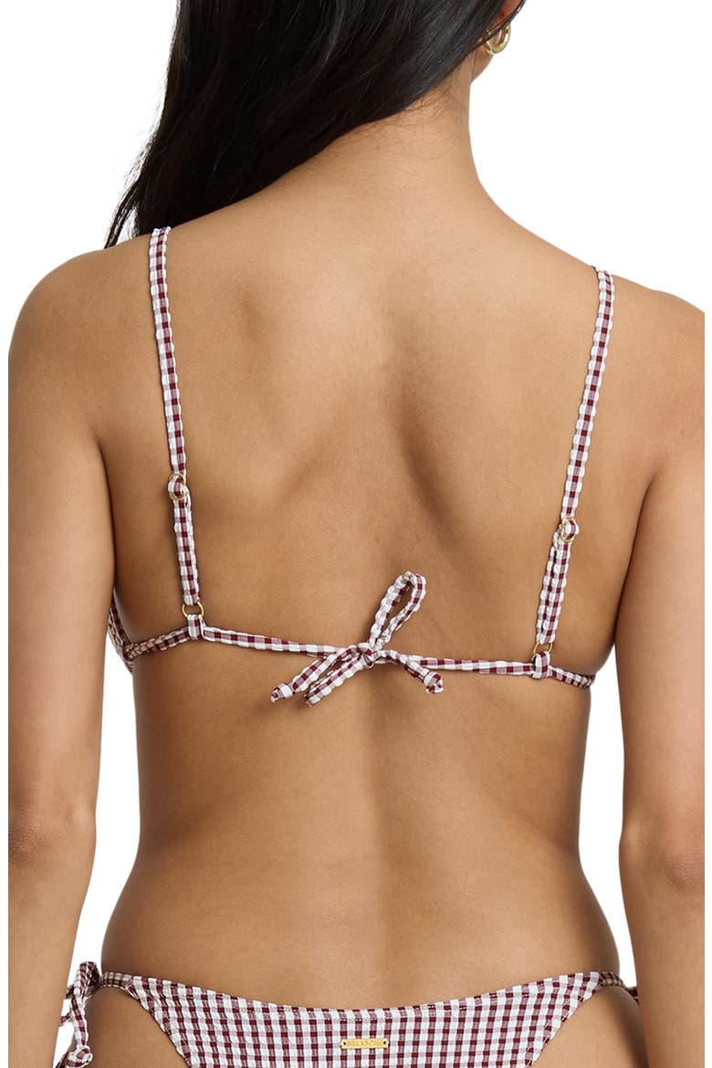 Teagan Wave Check Bralette Bikini Top, Alternate, color, RED DAHLIA