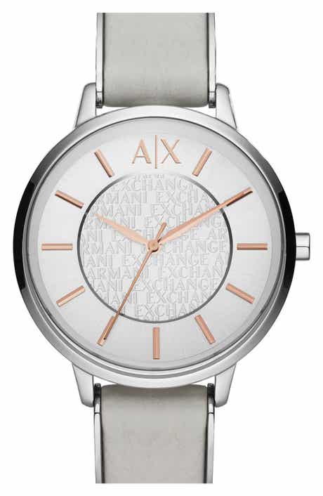 AX Armani Exchange Leather Strap Watch, 38mm