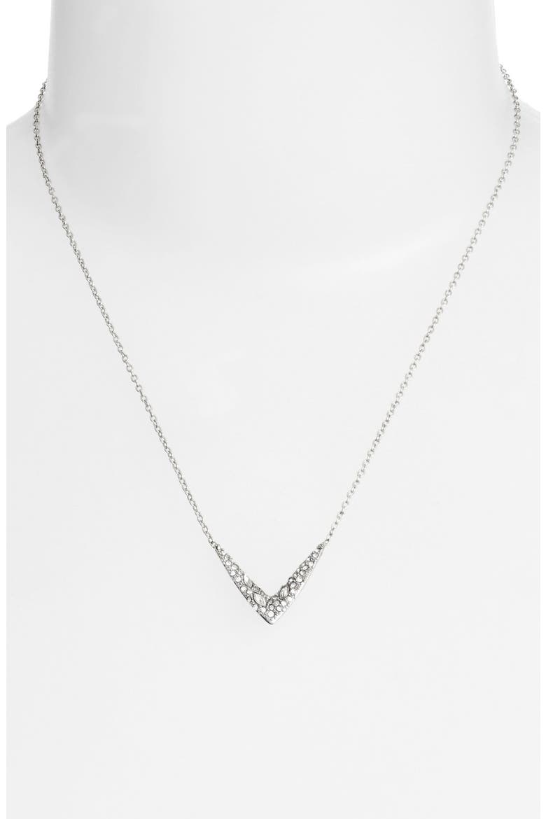 'Miss Havisham' Encrusted V Pendant Necklace, Alternate, color, SILVER