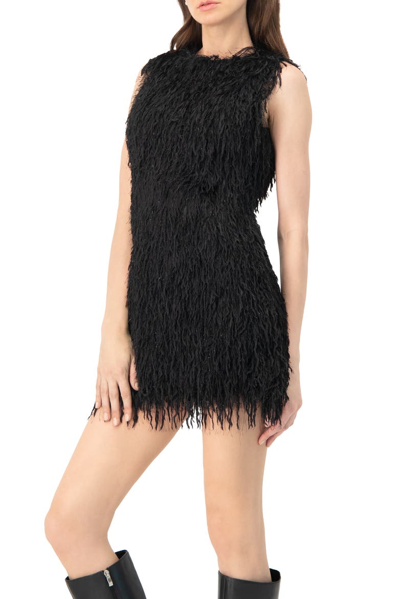 Fantasy  Short Dress with Round Neck, Alternate, color, Black