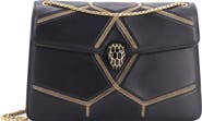 Pre-Owned Bvlgari Glam Rebel Serpenti Forever Shoulder Bag Chain Embellished Quilted Leather Medium