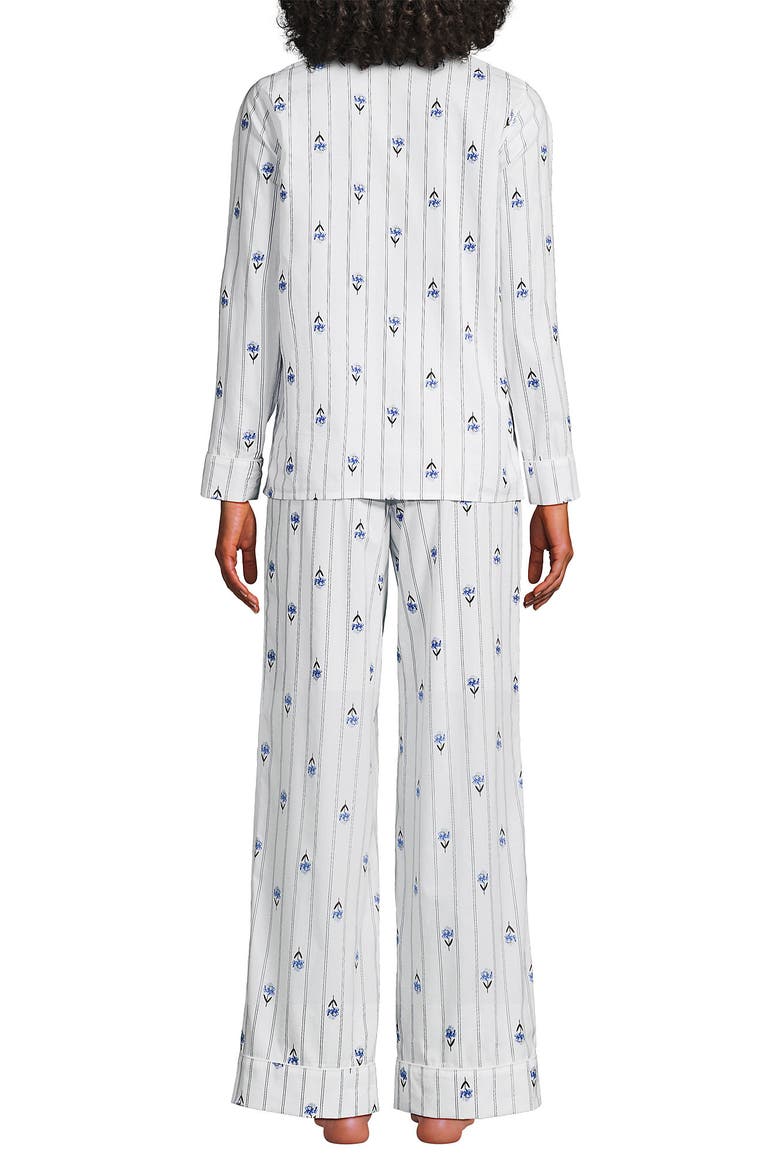 Cotton Poplin 2 Piece Pajama Set - Long Sleeve Top and Pants, Alternate, color, White/Blue Floral Stripe