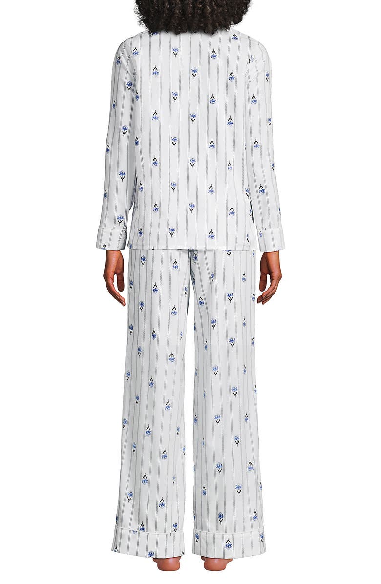 Lands' End Cotton Poplin 2 Piece Pajama Set - Long Sleeve Top and Pants, Alternate, color, 