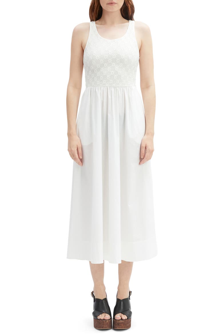 Bryony Lace & Poplin Midi Dress, Main, color, ORCHID WHITE
