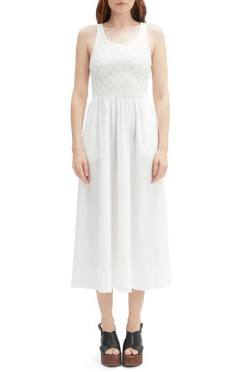 Bardot Bryony Lace Poplin Midi Dress In White
