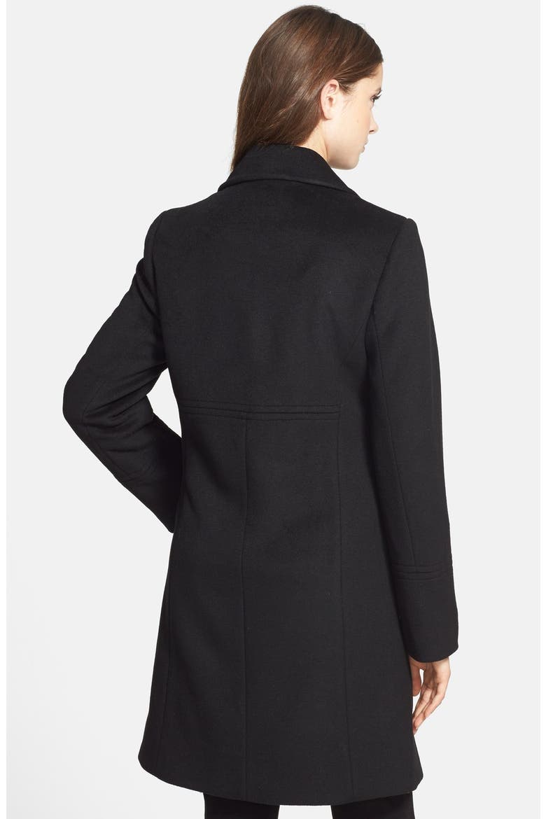 Single Breasted Wool Blend Walking Coat, Alternate, color, BLACK