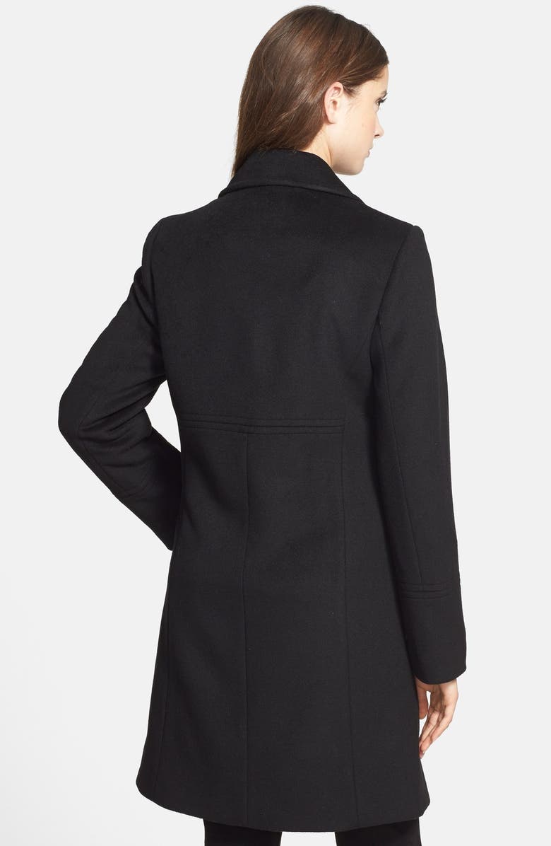 Larry Levine Single Breasted Wool Blend Walking Coat, Alternate, color, 