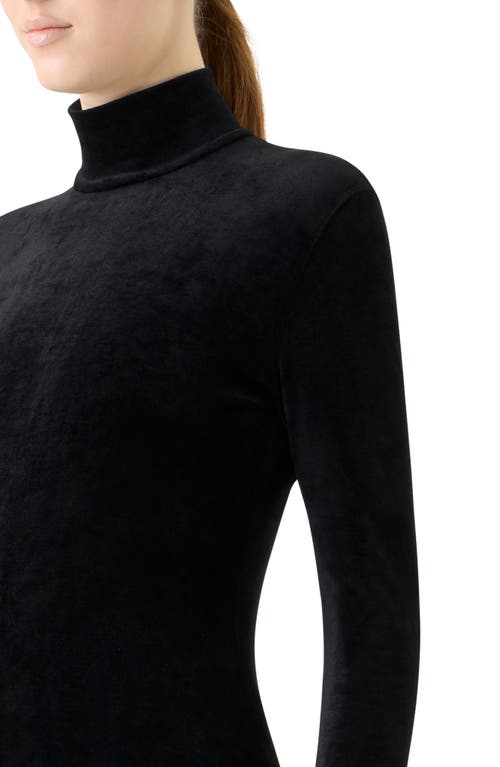 Akris Punto Velvet Mock Neck Long Sleeve Top In Black