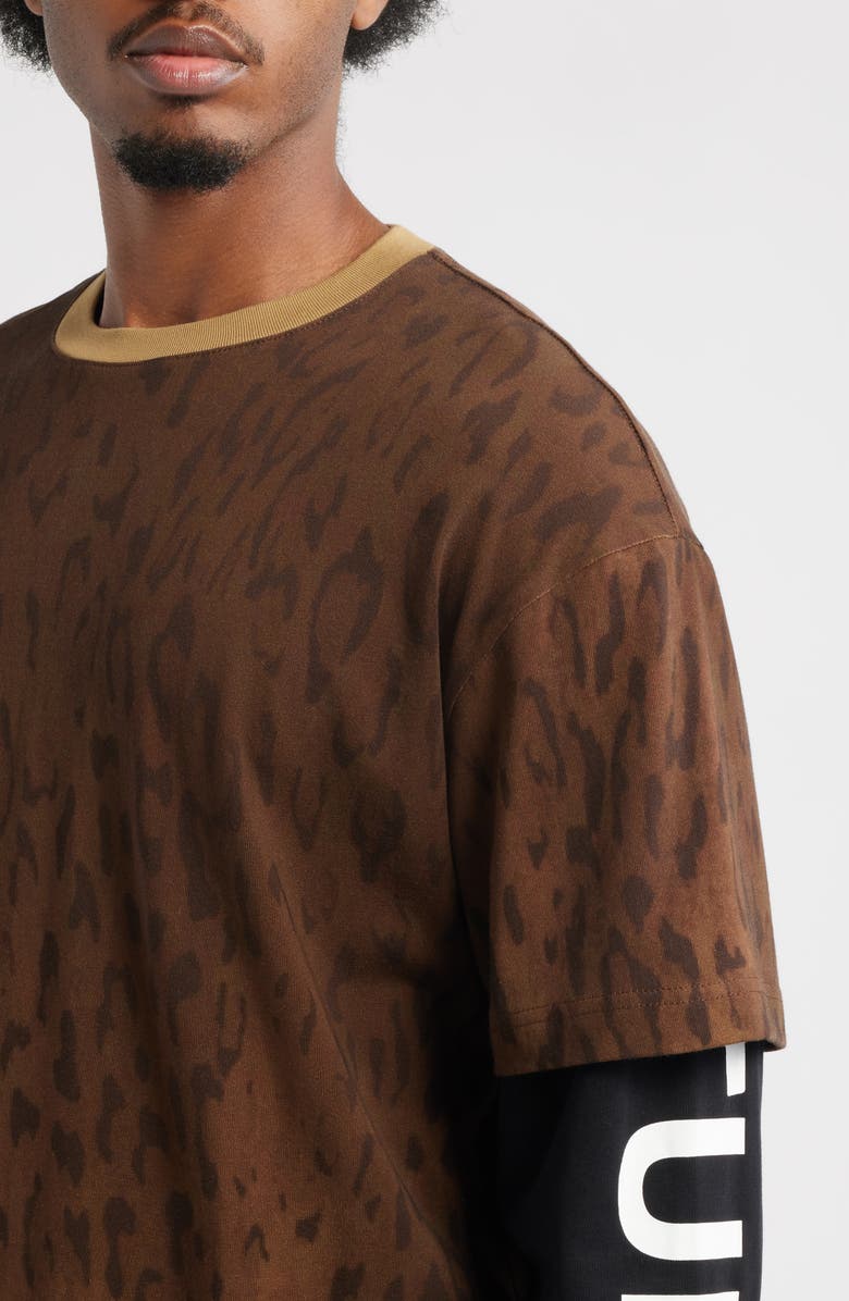 SANTO STUDIO Preda Layered Look T-Shirt, Alternate, color, Brown