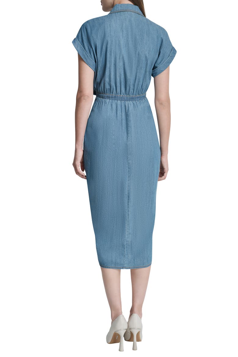 Ruched Belted Denim Shirtdress, Alternate, color, DOWNTOWN